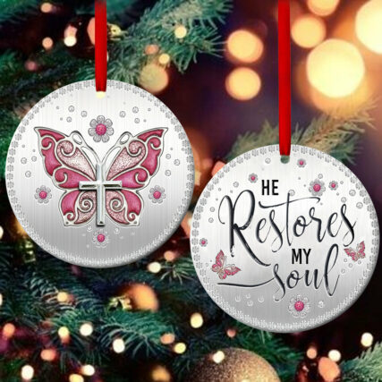Butterfly Faith Restores My Soul - Circle Ornament - Owl Ohh - Owl Ohh