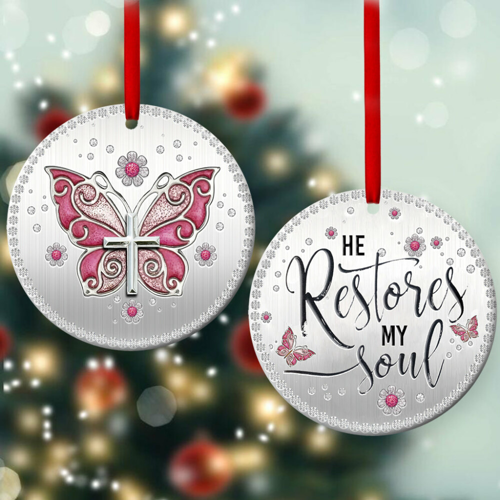 Butterfly Faith Restores My Soul - Circle Ornament - Owl Ohh - Owl Ohh