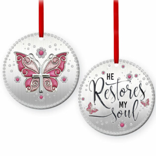 Butterfly Faith Restores My Soul - Circle Ornament - Owl Ohh - Owl Ohh