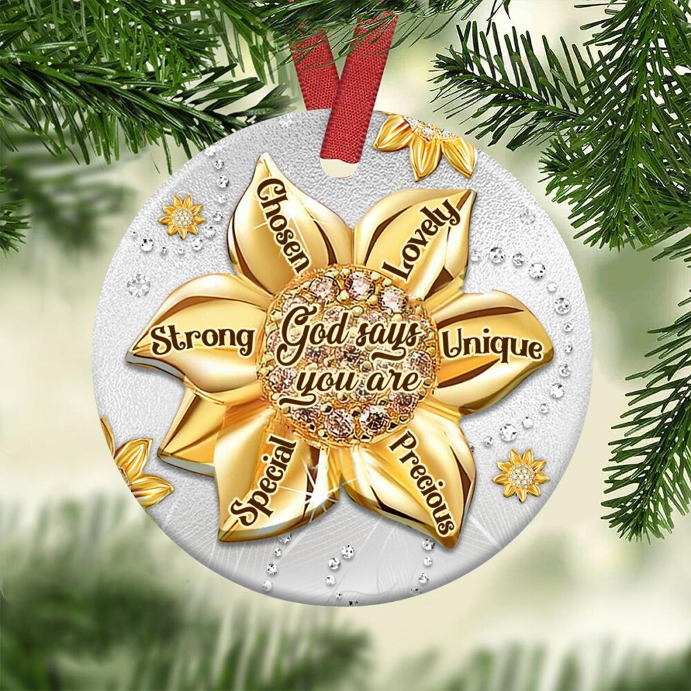 God Says You Are Faith Sunflower Jewelry Style - Circle Ornament - Owl Ohh - Owl Ohh
