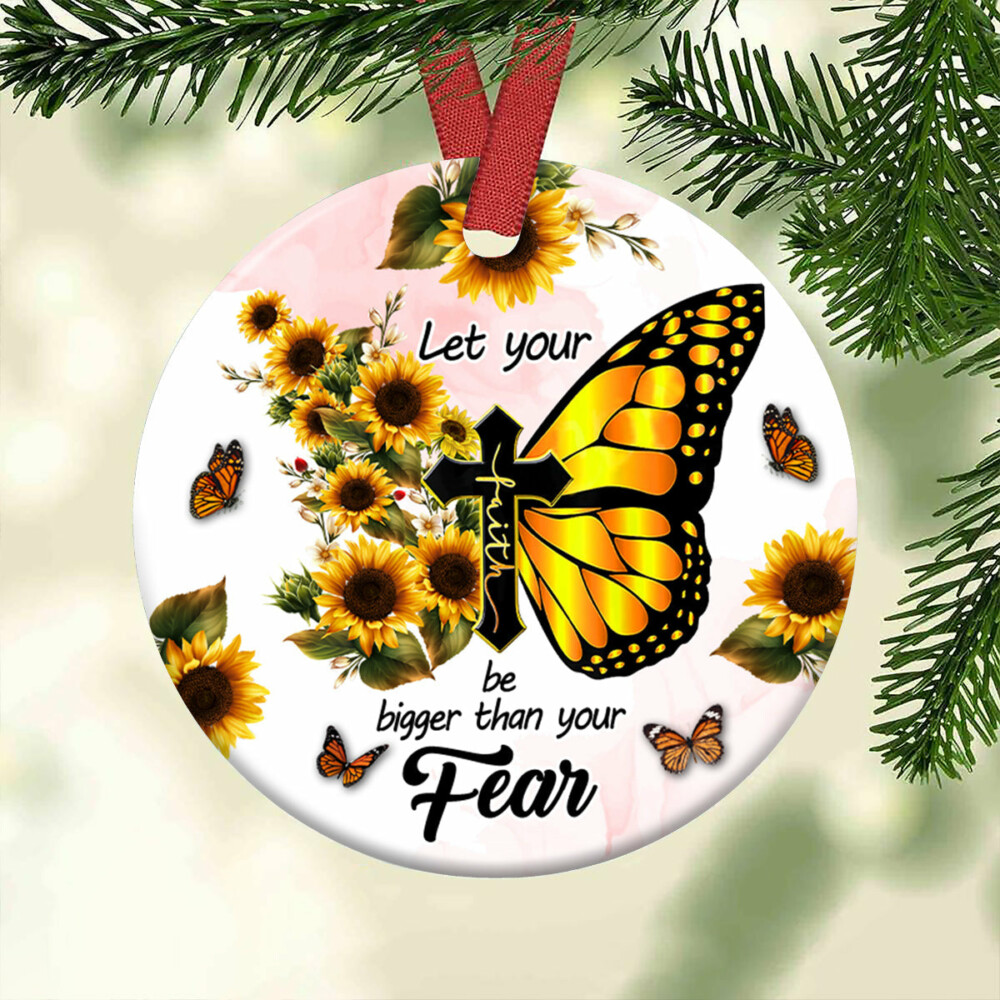 Butterfly Faith Sunflower Style - Circle Ornament - Owl Ohh - Owl Ohh