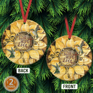 Sunflower Faith Hope Love - Circle Ornament - Owl Ohh - Owl Ohh