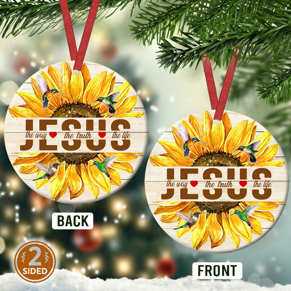 Sunflower Faith Bigger Than Your Fear - Circle Ornament - Owl Ohh - Owl Ohh
