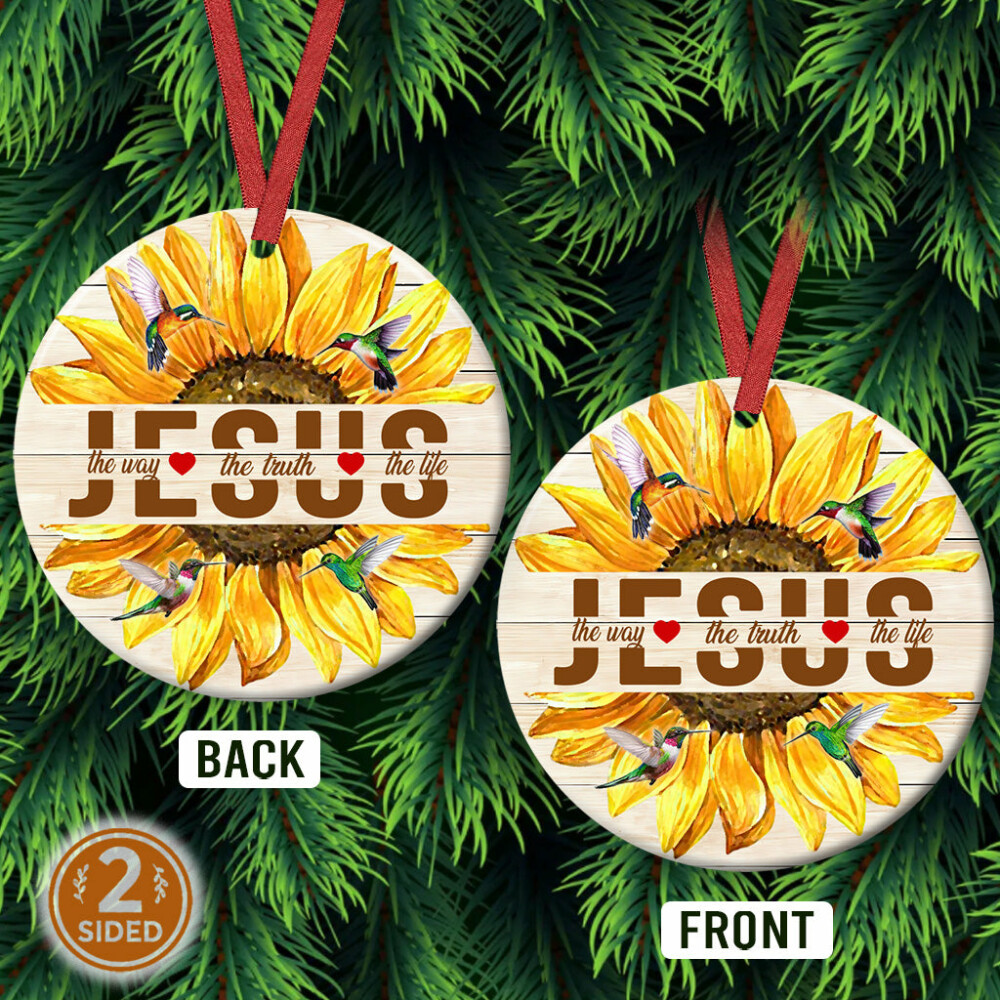 Sunflower Faith Bigger Than Your Fear - Circle Ornament - Owl Ohh - Owl Ohh