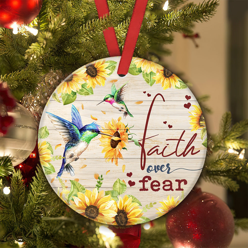 Hummingbird Faith Over Fear - Circle Ornament - Owl Ohh - Owl Ohh