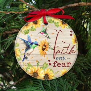 Hummingbird Faith Over Fear - Circle Ornament - Owl Ohh - Owl Ohh