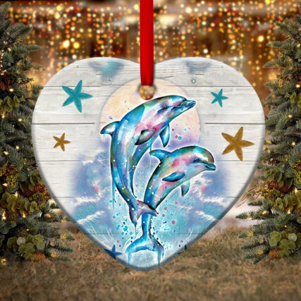 Dolphin To My Mom - Heart Ornament - Owl Ohh - Owl Ohh