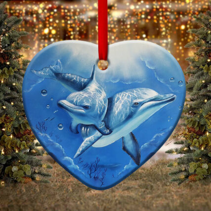 Dolphin To My Daughter Loved You - Heart Ornament - Owl Ohh - Owl Ohh
