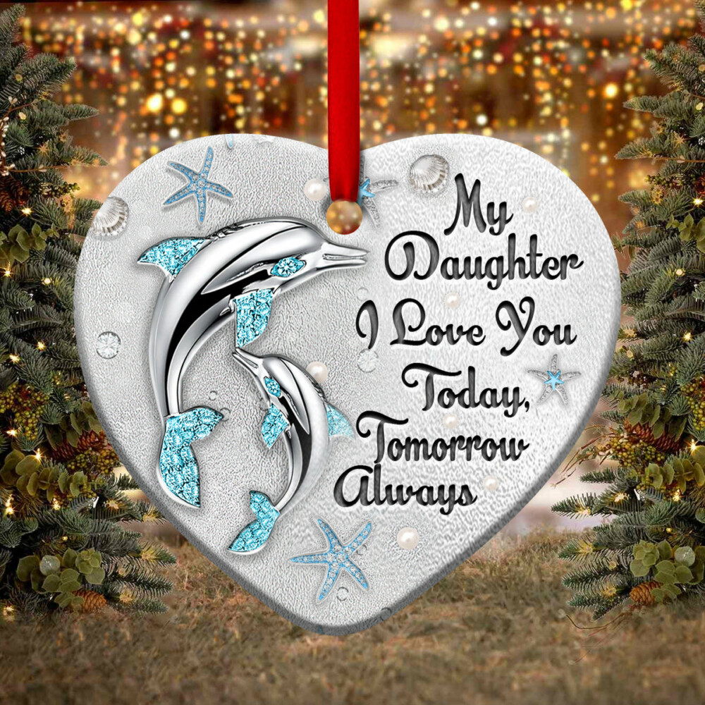 Dolphin Mother Daughter I Love You Jewelry Style - Heart Ornament - Owl Ohh - Owl Ohh