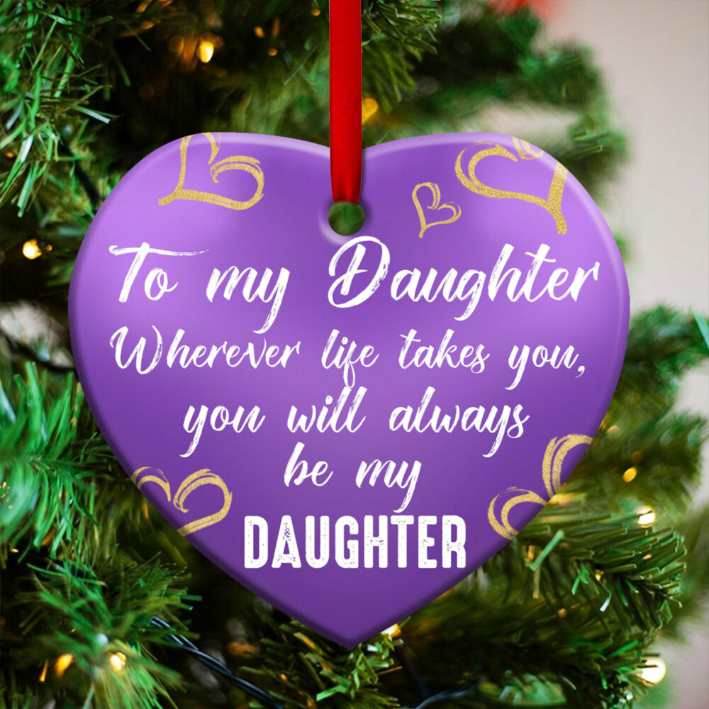 Dolphin To My Daughter Sunset - Heart Ornament - Owl Ohh - Owl Ohh