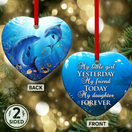 Dolphin To My Daughter My Little Girl - Heart Ornament - Owl Ohh - Owl Ohh