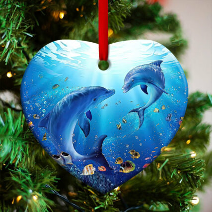 Dolphin To My Daughter My Little Girl - Heart Ornament - Owl Ohh - Owl Ohh