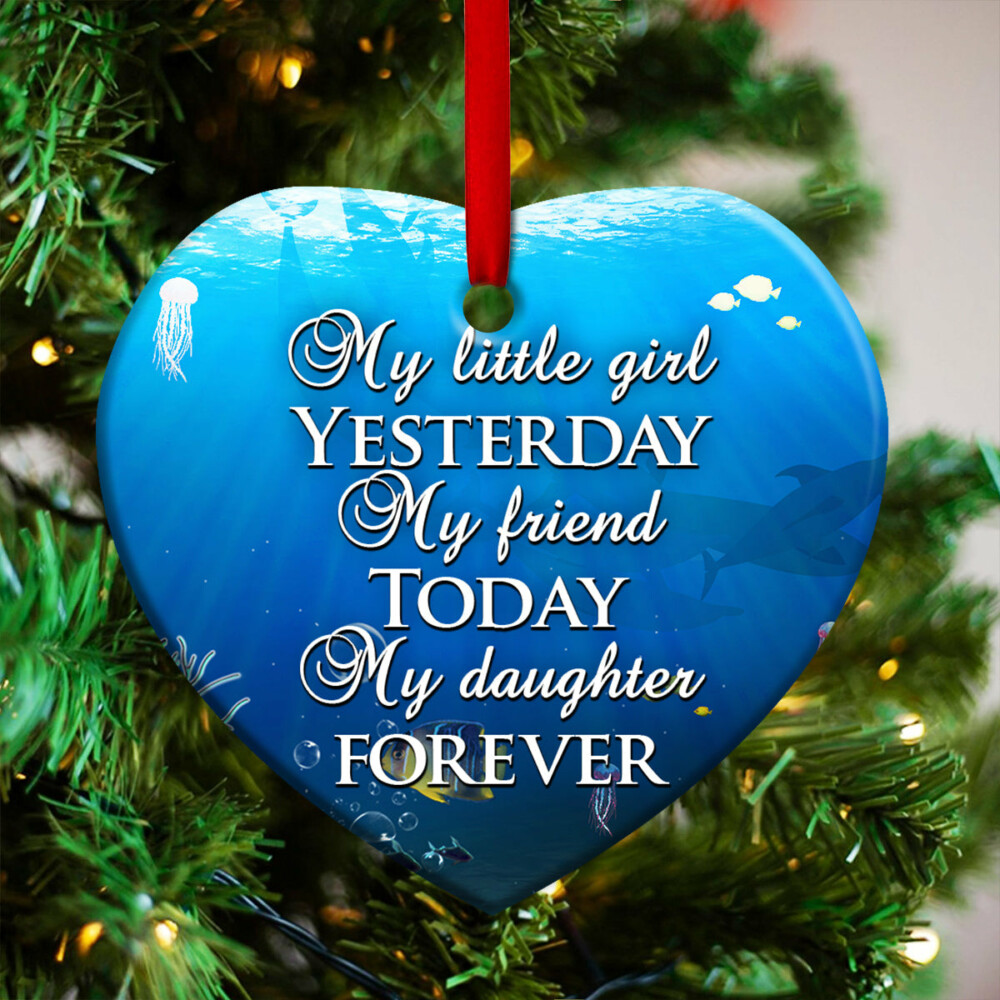 Dolphin To My Daughter My Little Girl - Heart Ornament - Owl Ohh - Owl Ohh