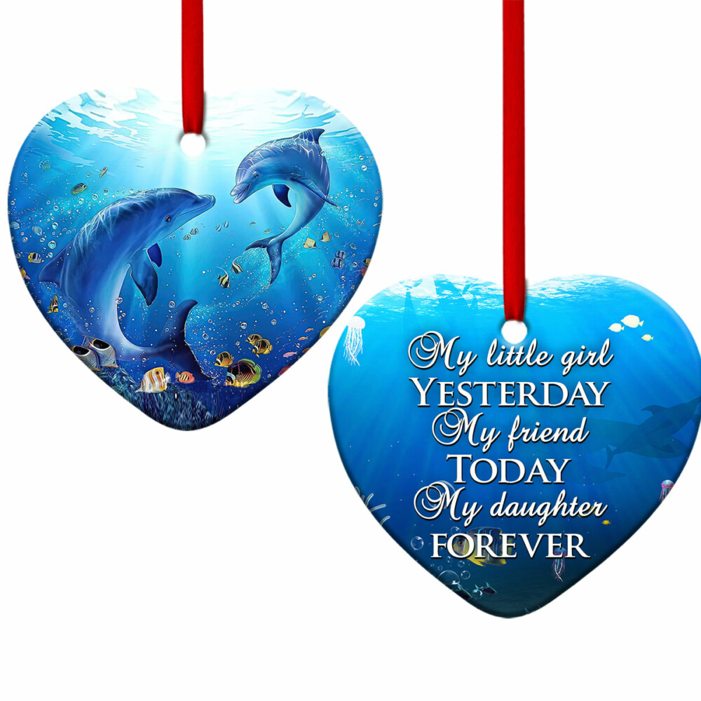 Dolphin To My Daughter My Little Girl - Heart Ornament - Owl Ohh - Owl Ohh