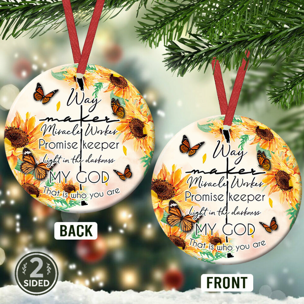 Sunflower Faith Way Maker Sunflower - Circle Ornament - Owl Ohh - Owl Ohh