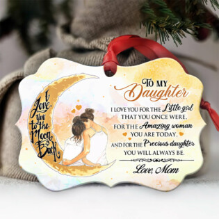 Family To My Daughter Love You To The Moon - Horizontal Ornament - Owl Ohh - Owl Ohh