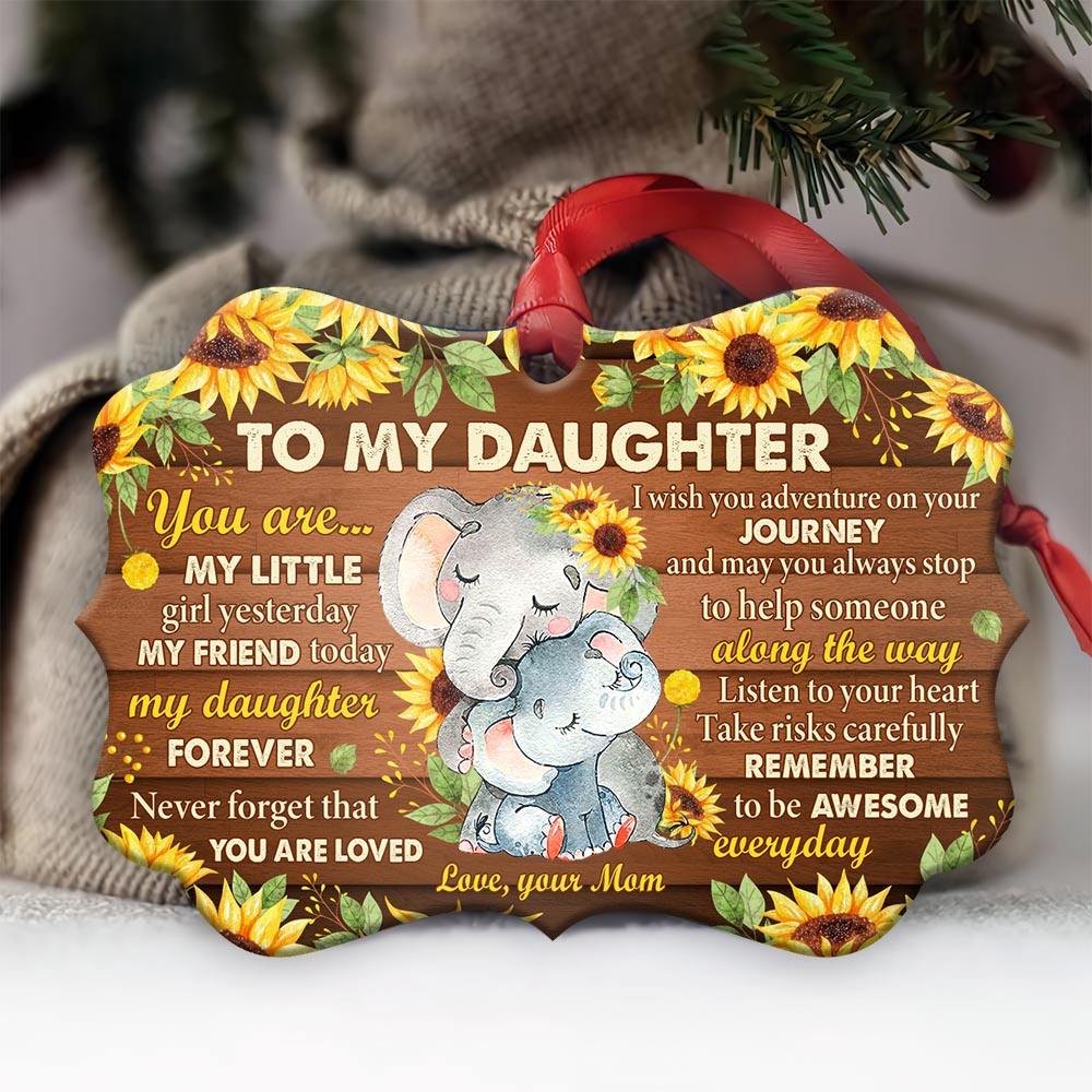 Elephant Lover To My Daughter Elephant - Horizontal Ornament - Owl Ohh - Owl Ohh