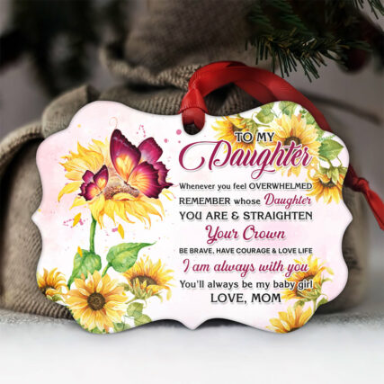 Butterfly Sunflower To My Daughter - Horizontal Ornament - Owl Ohh - Owl Ohh