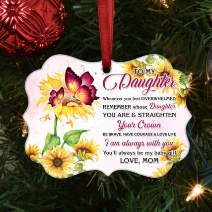 Butterfly Sunflower To My Daughter - Horizontal Ornament - Owl Ohh - Owl Ohh