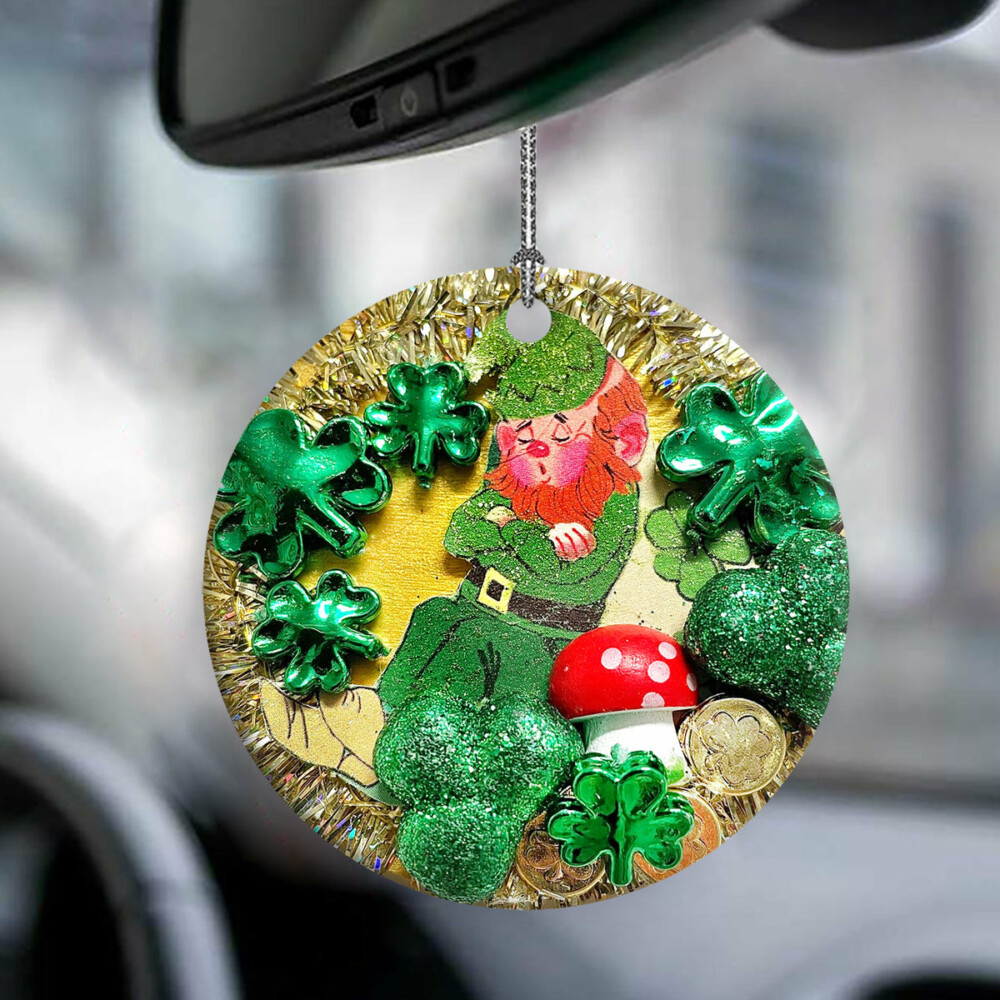 St. Patrick's Day Marble With Mushroom - Circle Ornament - Owl Ohh - Owl Ohh