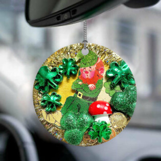 St. Patrick's Day Marble With Mushroom - Circle Ornament - Owl Ohh - Owl Ohh