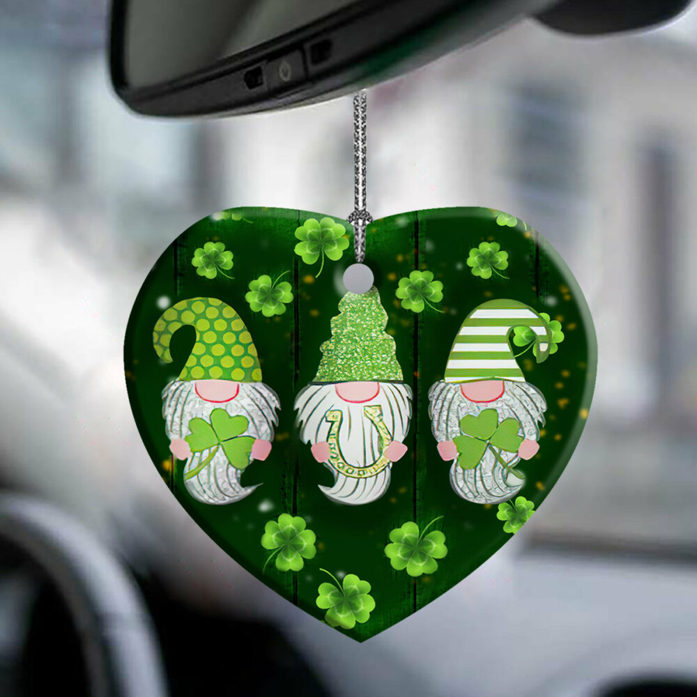 St. Patrick's Day Gnome Irish Kisses And Shamrock Wishes - Heart Ornament - Owl Ohh - Owl Ohh