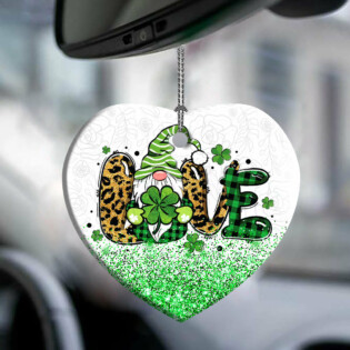 Patrick's Day Gnome With Clover Love - Heart Ornament - Owl Ohh - Owl Ohh