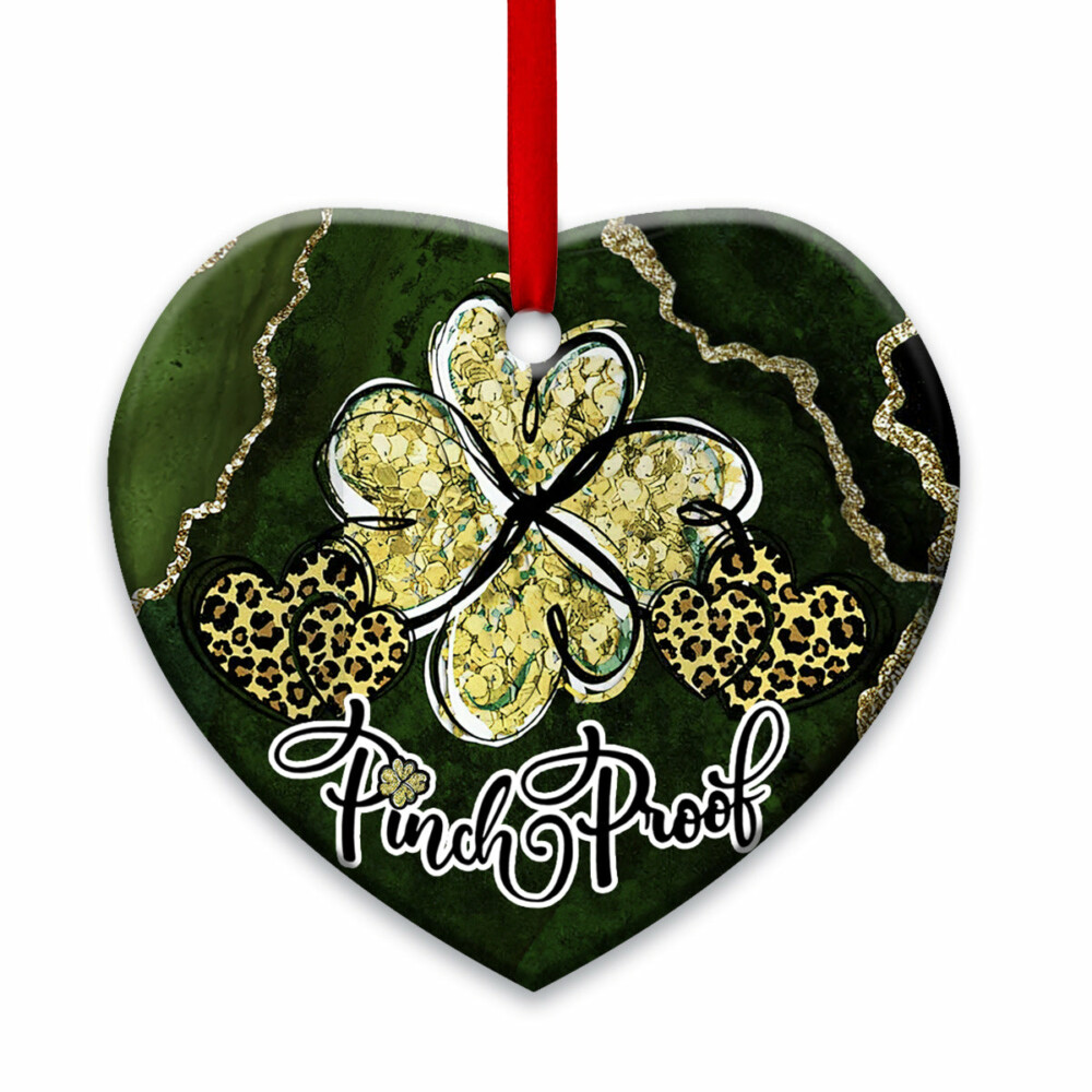 St Patricks Day Marble Clover Pinch Proof - Heart Ornament - Owl Ohh - Owl Ohh