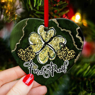 St Patricks Day Marble Clover Pinch Proof - Heart Ornament - Owl Ohh - Owl Ohh