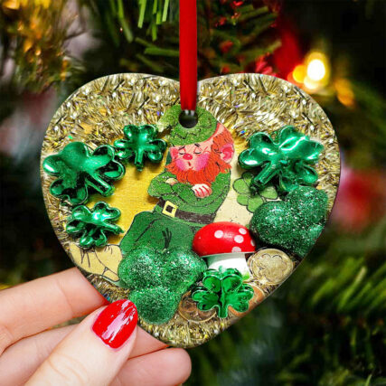 Patrick's Day Marble With Mushroom - Heart Ornament - Owl Ohh - Owl Ohh