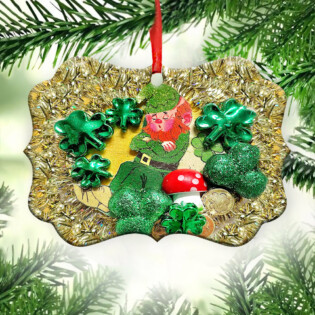 Mushroom Patrick's Day Marble With Mushroom - Horizontal Ornament - Owl Ohh - Owl Ohh