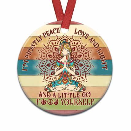 Hippie Im Mostly Peace Love And Light - Circle Ornament - Owl Ohh - Owl Ohh