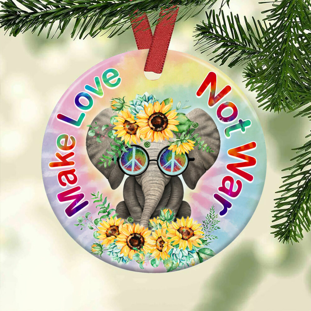 Hippie Make Love Not War - Circle Ornament - Owl Ohh - Owl Ohh