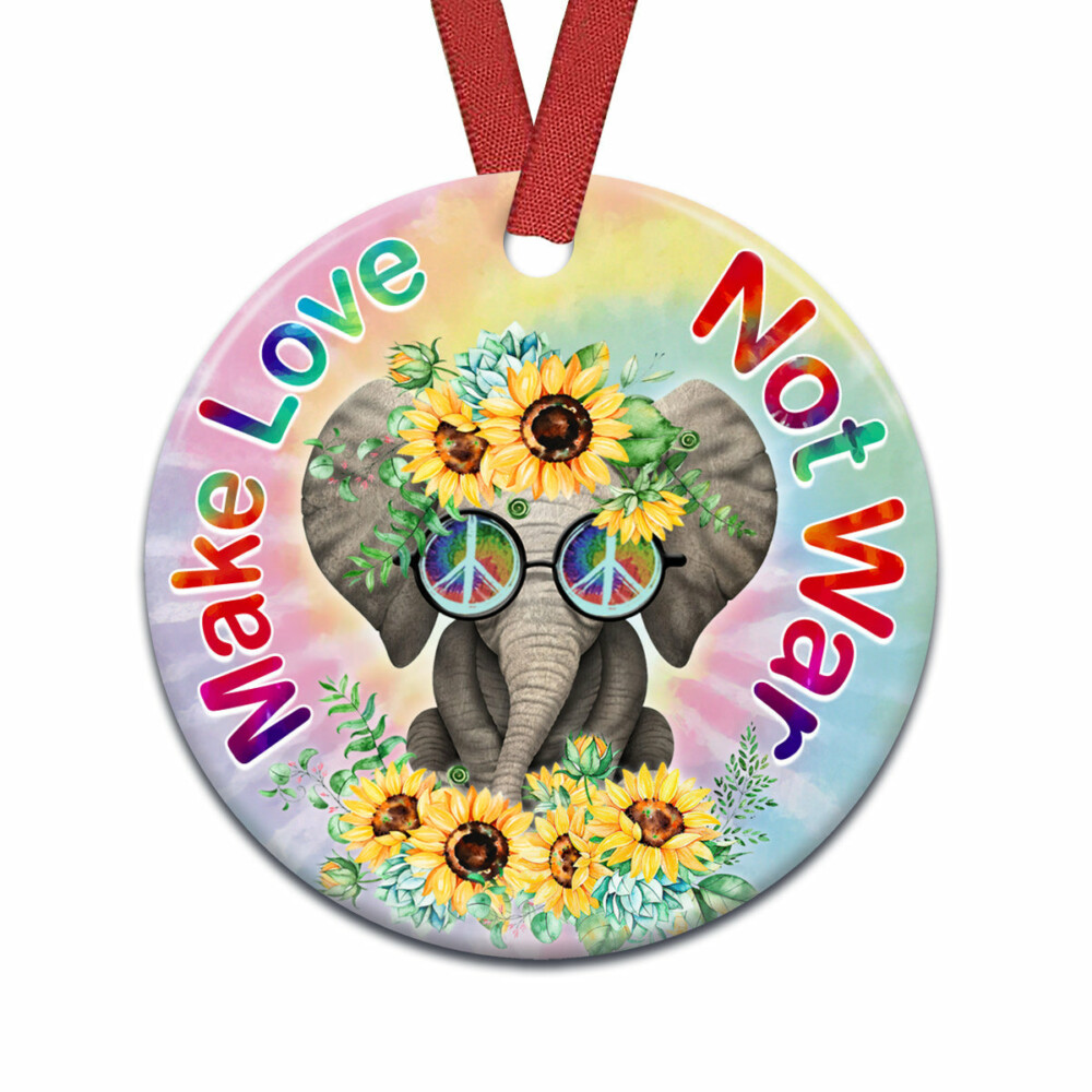 Hippie Make Love Not War - Circle Ornament - Owl Ohh - Owl Ohh