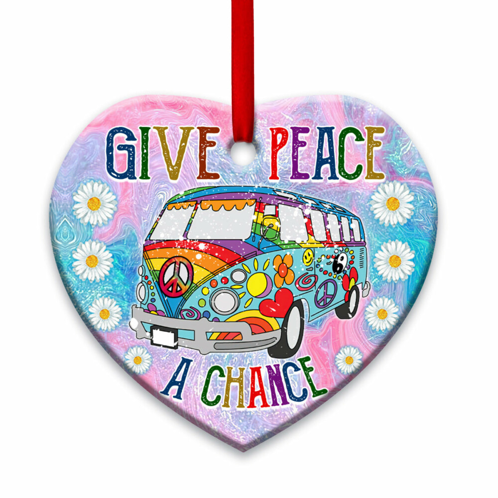 Hippie Give Peace A Chance - Heart Ornament - Owl Ohh - Owl Ohh