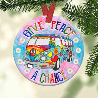 Hippie Give Peace A Chance - Circle Ornament - Owl Ohh - Owl Ohh