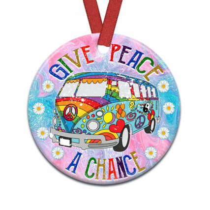Hippie Give Peace A Chance - Circle Ornament - Owl Ohh - Owl Ohh