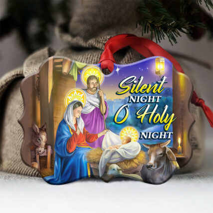 Jesus Nativity Silent Holy Night - Horizontal Ornament - Owl Ohh - Owl Ohh