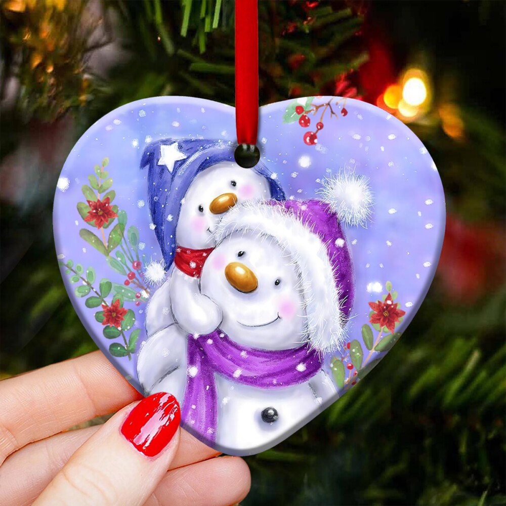 Snowman Always My Mother Forever My Friend - Heart Ornament - Owl Ohh - Owl Ohh