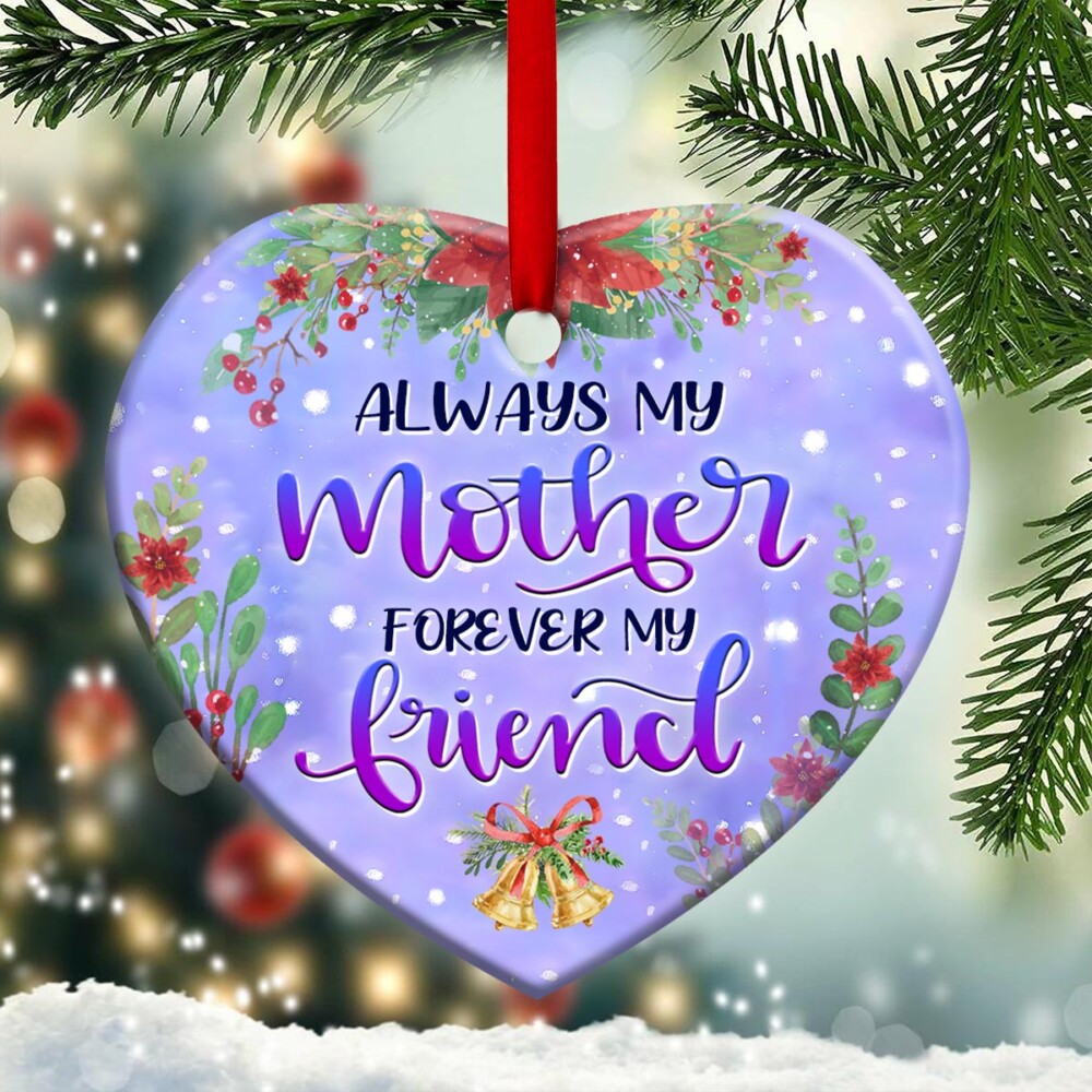 Snowman Always My Mother Forever My Friend - Heart Ornament - Owl Ohh - Owl Ohh