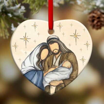 Jesus Nativity Blessing You - Heart Ornament - Owl Ohh - Owl Ohh
