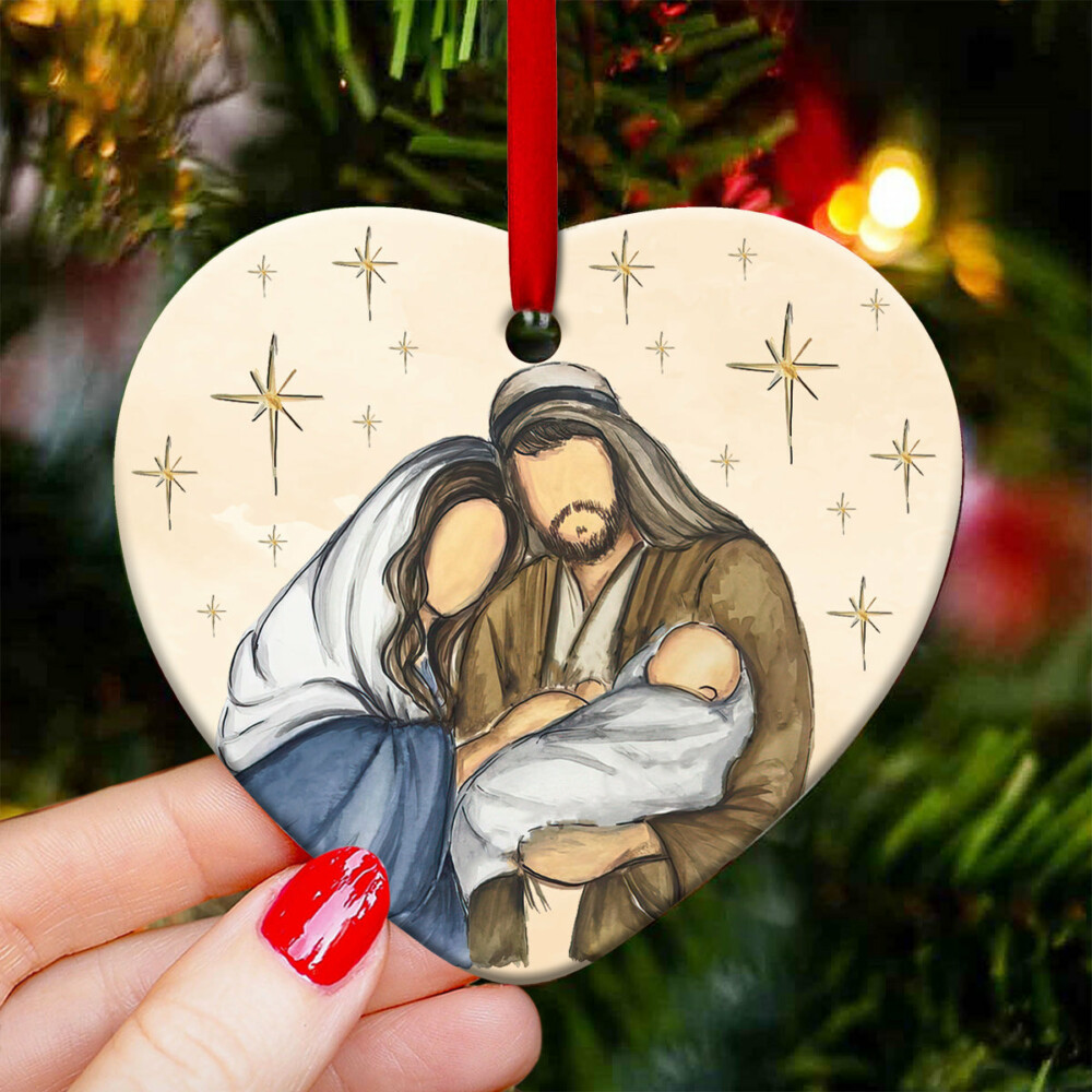 Jesus Nativity Blessing You - Heart Ornament - Owl Ohh - Owl Ohh