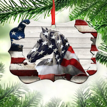 Horse American Patriot So Proud Of American - Horizontal Ornament - Owl Ohh - Owl Ohh