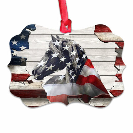 Horse American Patriot So Proud Of American - Horizontal Ornament - Owl Ohh - Owl Ohh