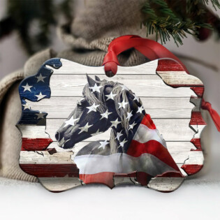 Horse American Patriot So Proud Of American - Horizontal Ornament - Owl Ohh - Owl Ohh