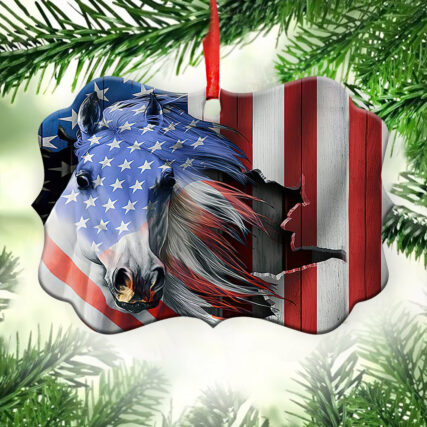 Horse American Patriot So Cool - Horizontal Ornament - Owl Ohh - Owl Ohh