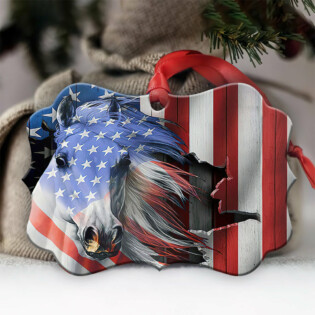 Horse American Patriot So Cool - Horizontal Ornament - Owl Ohh - Owl Ohh