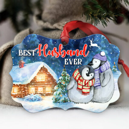 Penguin Best Husband Ever - Horizontal Ornament - Owl Ohh - Owl Ohh