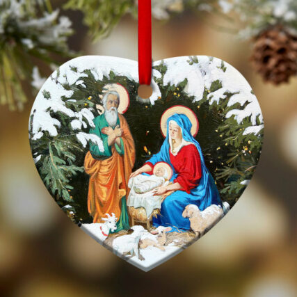 Jesus Nativity Christmas Style - Heart Ornament - Owl Ohh - Owl Ohh