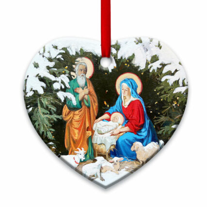 Jesus Nativity Christmas Style - Heart Ornament - Owl Ohh - Owl Ohh